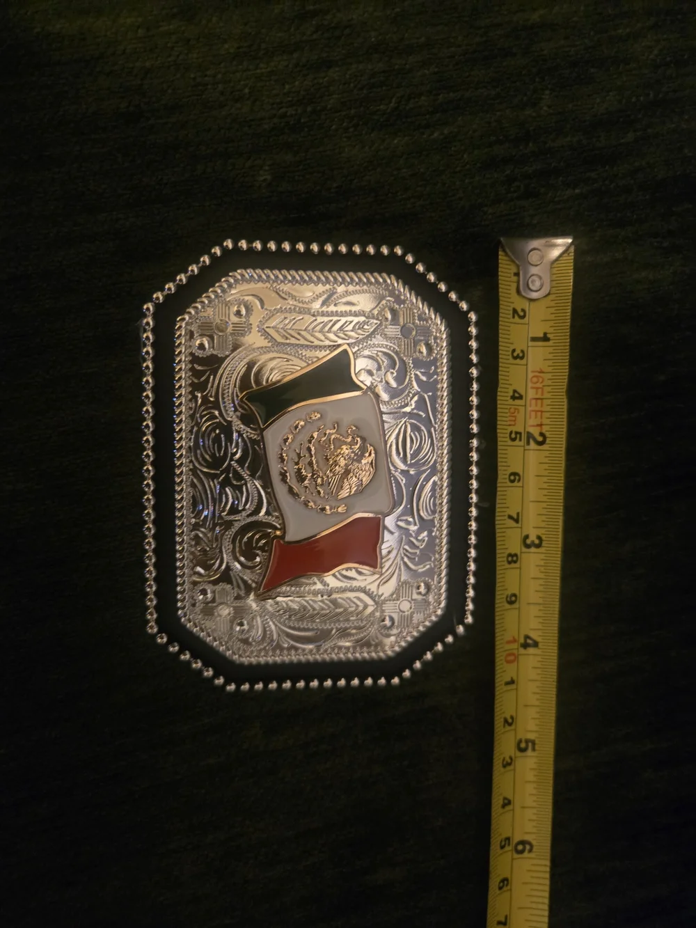 Western Belt Buckle Mexican Flag
